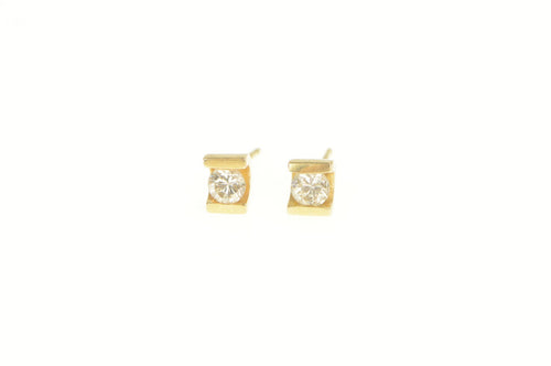 14K 0.34 Ctw Diamond Solitaire Squared Stud Earrings Yellow Gold
