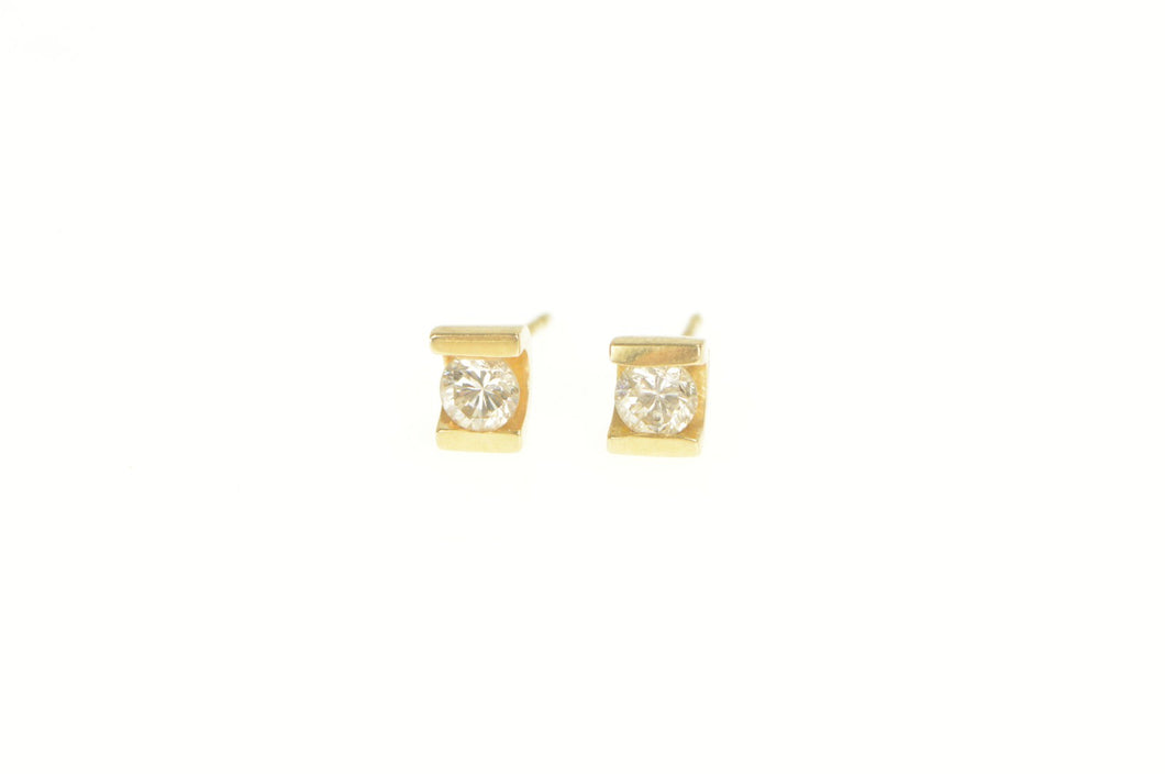 14K 0.34 Ctw Diamond Solitaire Squared Stud Earrings Yellow Gold