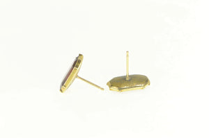 14K Victorian Emerald Cut Sim. Garnet Stud Earrings Yellow Gold