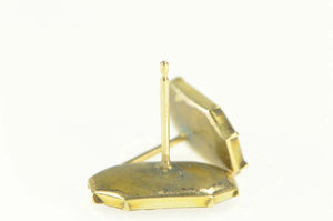 14K Victorian Emerald Cut Sim. Garnet Stud Earrings Yellow Gold