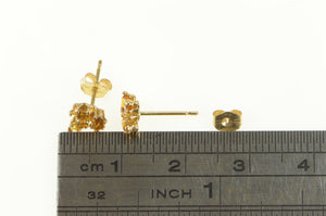 14K Marquise Citrine Leaf Cluster Simple Stud Earrings Yellow Gold