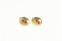 Load image into Gallery viewer, 14K Retro Ruby Swirl Two Stone Vintage Stud Earrings Yellow Gold
