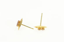 Load image into Gallery viewer, 14K Retro Ruby Swirl Two Stone Vintage Stud Earrings Yellow Gold