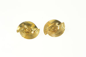 14K Retro Ruby Swirl Two Stone Vintage Stud Earrings Yellow Gold