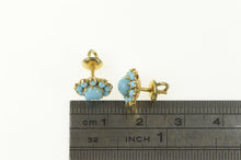 Load image into Gallery viewer, 10K Victorian Style Turquoise Round Cluster Stud Earrings Yellow Gold