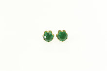 Load image into Gallery viewer, 14K Round Sim. Emerald Vintage Solitaire Stud Earrings Yellow Gold