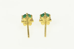 14K Round Sim. Emerald Vintage Solitaire Stud Earrings Yellow Gold