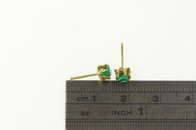 Load image into Gallery viewer, 14K Round Sim. Emerald Vintage Solitaire Stud Earrings Yellow Gold