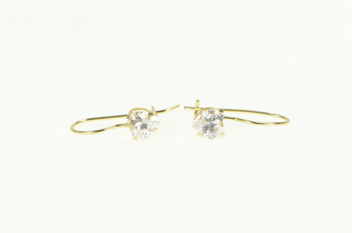 14K Heart Cut Solitaire Cubic Zirconia Lever Back Earrings Yellow Gold