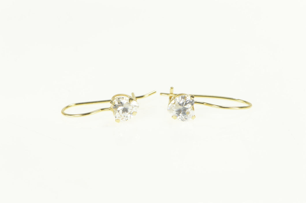 14K Heart Cut Solitaire Cubic Zirconia Lever Back Earrings Yellow Gold