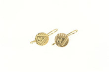 Load image into Gallery viewer, 14K Round Geometric Design Circle Dangle Earrings Yellow Gold
