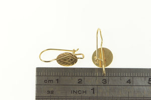14K Round Geometric Design Circle Dangle Earrings Yellow Gold