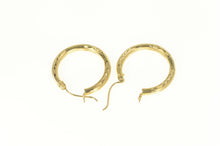 Load image into Gallery viewer, 14K Diamond Cut Pattern 24.0mm Textured Hoop Earrings Yellow Gold