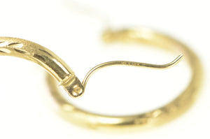 14K Diamond Cut Pattern 24.0mm Textured Hoop Earrings Yellow Gold