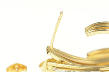Load image into Gallery viewer, 14K Diamond Squared Curved Oval Semi Hoop Earrings Yellow Gold