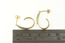 Load image into Gallery viewer, 14K Diamond Squared Curved Oval Semi Hoop Earrings Yellow Gold