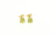 Load image into Gallery viewer, 14K Round Peridot Classic August Birthstone Stud Earrings Yellow Gold