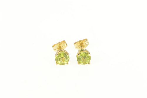 14K Round Peridot Classic August Birthstone Stud Earrings Yellow Gold