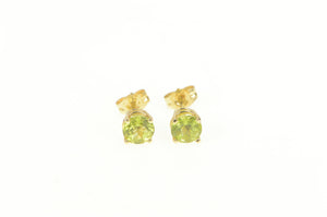 14K Round Peridot Classic August Birthstone Stud Earrings Yellow Gold