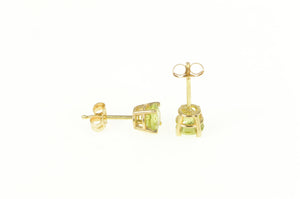 14K Round Peridot Classic August Birthstone Stud Earrings Yellow Gold