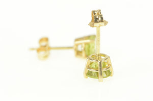 14K Round Peridot Classic August Birthstone Stud Earrings Yellow Gold