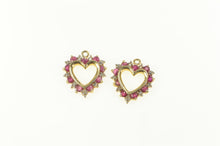 Load image into Gallery viewer, 14K Ruby Diamond Heart Love Symbol Earring Jackets Yellow Gold