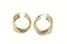 Load image into Gallery viewer, Sterling Silver 35mm Tri Tone Twist Statement Hoop Earrings
