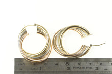 Load image into Gallery viewer, Sterling Silver 35mm Tri Tone Twist Statement Hoop Earrings