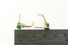 Load image into Gallery viewer, 10K Emerald Cut Syn. Emerald Diamond Accent Earrings Yellow Gold