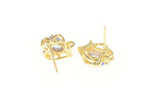 Load image into Gallery viewer, 14K Oval Tanzanite Diamond Accent Heart Stud Earrings Yellow Gold