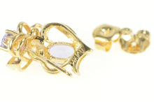 Load image into Gallery viewer, 14K Oval Tanzanite Diamond Accent Heart Stud Earrings Yellow Gold