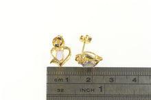 Load image into Gallery viewer, 14K Oval Tanzanite Diamond Accent Heart Stud Earrings Yellow Gold