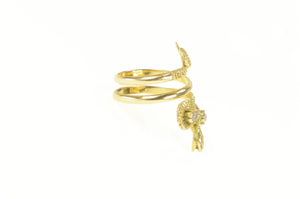 18K Victorian Moonstone Eyed Snake Serpent Ring Yellow Gold