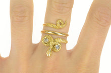 Load image into Gallery viewer, 18K Victorian Moonstone Eyed Snake Serpent Ring Yellow Gold