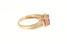 Load image into Gallery viewer, 14K Princess Ruby Cluster Diamond Engagement Ring Rose Gold