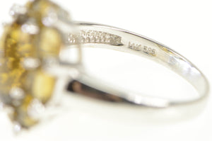 14K Faceted Palmeira Citrine Diamond Cocktail Ring White Gold