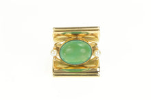 Load image into Gallery viewer, 18K 1940&#39;s Turquoise Pearl Geometric Squared Ring Yellow Gold