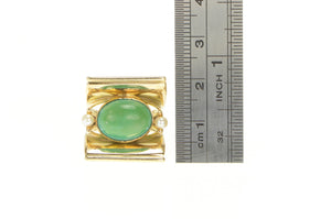 18K 1940's Turquoise Pearl Geometric Squared Ring Yellow Gold