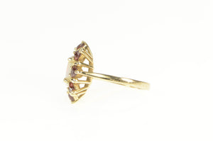 14K Oval Natural Opal Garnet Halo Cocktail Ring Yellow Gold