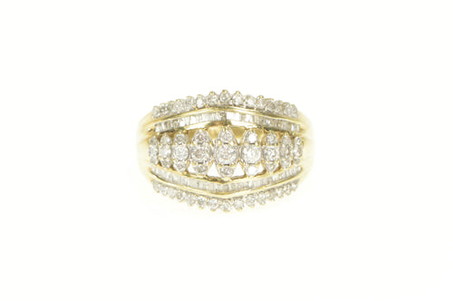 10K 0.75 Ctw Diamond Marquise Cluster Band Ring Yellow Gold