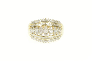 10K 0.75 Ctw Diamond Marquise Cluster Band Ring Yellow Gold