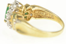 Load image into Gallery viewer, 10K Marquise Emerald Diamond Halo Engagement Ring Yellow Gold