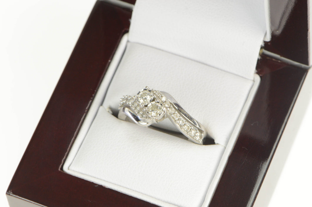 10K 0.50 Ctw Diamond Bypass Engagement Ring White Gold