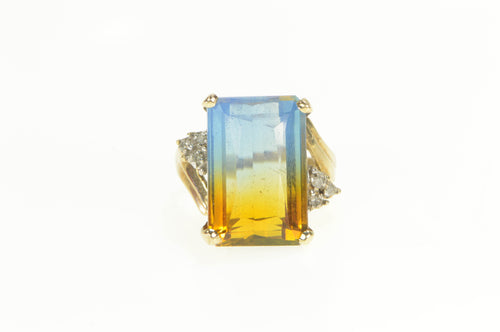 10K 10.00 Ct Bi Color Quartz Diamond Cocktail Ring Yellow Gold