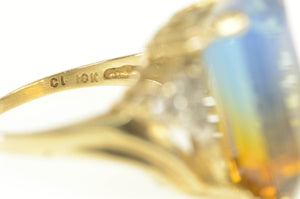 10K 10.00 Ct Bi Color Quartz Diamond Cocktail Ring Yellow Gold