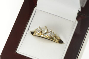14K 0.50 Ctw Marquise Diamond Engagement Set Ring Yellow Gold