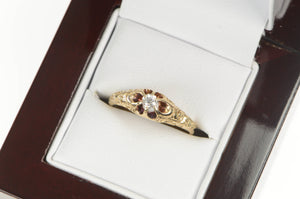 14K 0.14 Ct Victorian Diamond Solitaire Engagement Ring Yellow Gold