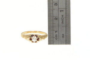 14K 0.14 Ct Victorian Diamond Solitaire Engagement Ring Yellow Gold