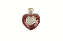 Load image into Gallery viewer, 14K 0.40 Ctw Diamond Red Enamel Heart Love Pendant White Gold