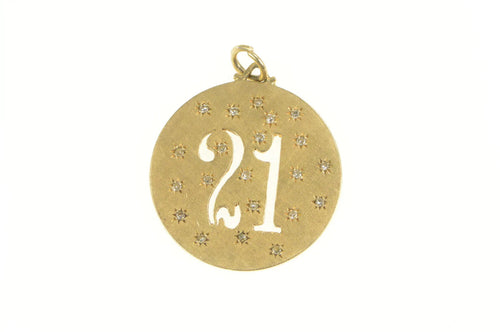 14K 0.31 Ctw Diamond 21st Birthday 1960's Round Charm/Pendant Yellow Gold